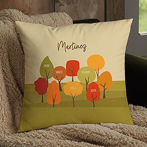 Fall Family Trees Personalized 14x14 Velvet Throw Pillow