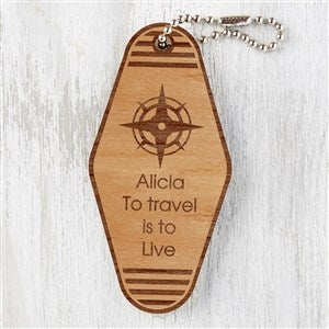 Choose Your Icon Personalized Wood Motel Keychain - Natural