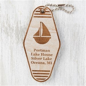 Choose Your Icon Personalized Wood Motel Keychain - Whitewash
