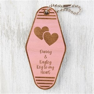Choose Your Icon Personalized Wood Motel Keychain - Pink Stain