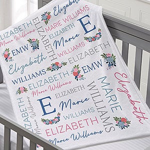 Blooming Baby Girl Personalized 30x40 Plush Fleece Blanket