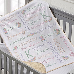 Blooming Baby Girl Personalized 30x40 Sherpa Blanket