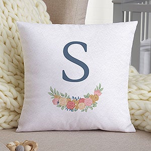 Blooming Baby Girl Personalized 14x14 Velvet Throw Pillow