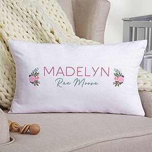Blooming Baby Girl Personalized Lumbar Velvet Throw Pillow