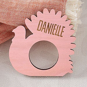Gather & Gobble Personalized Pink Stain Wood Napkin Ring