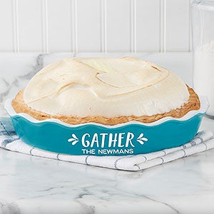 Gather & Gobble Personalized Classic Ceramic Pie Dish - Turquoise