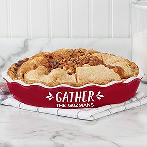 Gather & Gobble Personalized Classic Ceramic Pie Dish - Red