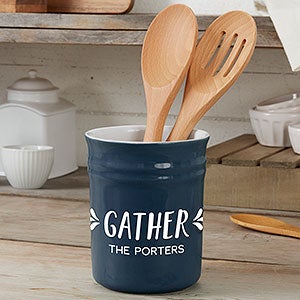 Gather & Gobble Personalized Classic Utensil Holder - Navy