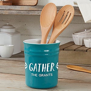 Gather & Gobble Personalized Classic Utensil Holder - Turquoise