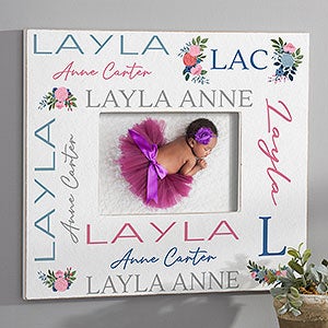 Blooming Baby Girl Personalized 5x7 Wall Frame - Horizontal