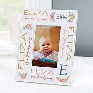 Blooming Baby Girl Personalized 4x6 Tabletop Frame - Vertical