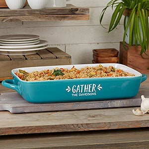 Gather & Gobble Personalized Casserole Baking Dish - Turquoise