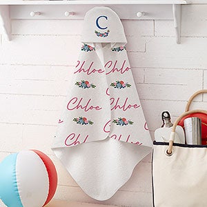 Blooming Personalized Baby Girl Hooded Beach & Pool Towel
