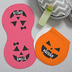 Jack-o'-Lantern Personalized Halloween Burp Cloths