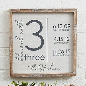 Blessed With Personalized Whitewashed Barnwood Frame Wall Art- 12" x 12"-32018-12x12