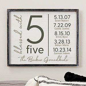 Blessed With Personalized Blackwashed Barnwood Frame Wall Art 14x18