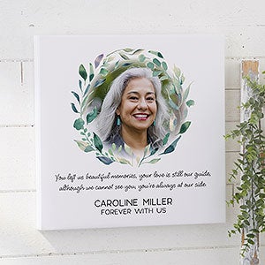 Serene Memorial Personalized Photo Canvas Print 16x16