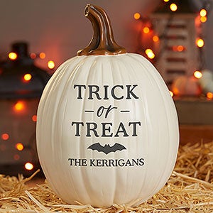 Spellbinding Stripes Personalized Pumpkins - Large Cream