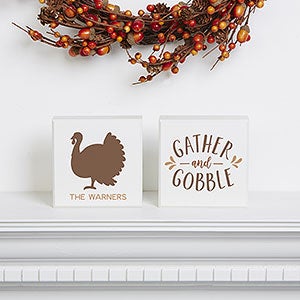 Gather & Gobble Personalized Thanksgiving Shelf Blocks - 2pc set