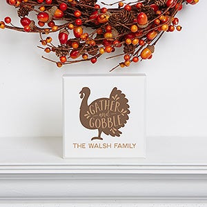 Gather & Gobble Personalized Thanksgiving Shelf Block