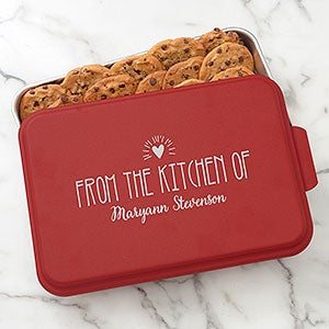 Made With Love Personalized Cake Pan with Red Lid