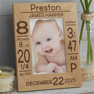 Baby Birth Information Personalized Picture Frame - 4x6 Vertical