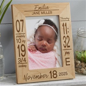 Baby Birth Information Personalized Picture Frame - 5x7 Vertical