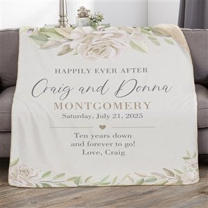 Floral Anniversary Personalized 60x80 Sherpa Blanket