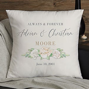 Floral Anniversary Personalized 18x18 Velvet Throw Pillow