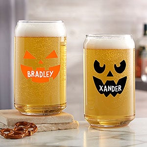Jack-o'-Lantern Personalized 16oz Beer Can Glass