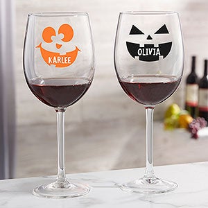 Jack-o'-Lantern Halloween Personalized 19oz Red Wine Glass