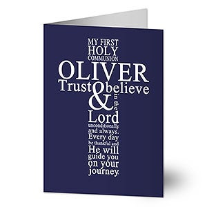 First Communion Cross Personalized Greeting Card - Signature