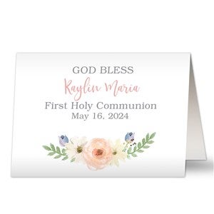 Floral First Communion Personalized Greeting Card - Signature