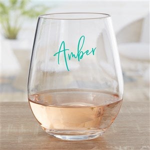 Trendy Script Name Personalized Stemless Wine Glass