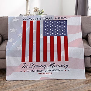 Always Our Hero Personalized 50x60 Sweatshirt Blanket