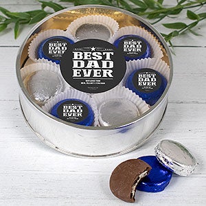 Best Dad Ever X-Large Tin with 16 Chocolate Covered Oreo Cookies Silver
