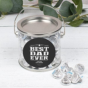 Best Dad Ever Personalized Silver Paint Can with Silver Kisses