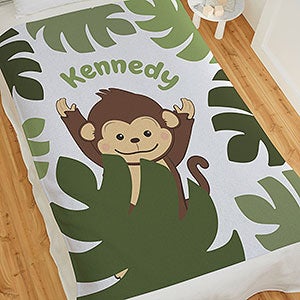 Jolly Jungle Monkey Personalized 50x60 Sweatshirt Baby Blanket