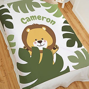 Jolly Jungle Lion Personalized 60x80 Sherpa Baby Blanket