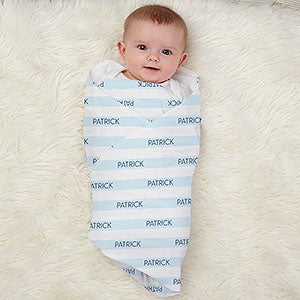 Delicate Stripes Personalized Baby Boy Receiving Blanket