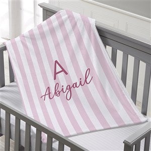 Delicate Stripes Personalized 30x40 Plush Fleece Baby Girl Blanket