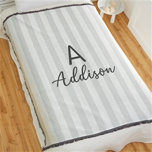 Delicate Stripes Personalized 56x60 Woven Throw Blanket for Girls