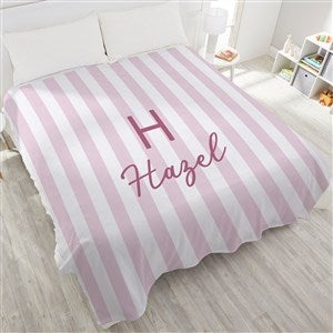 Delicate Stripes Personalized 90x90 Queen Plush Fleece Girl Blanket