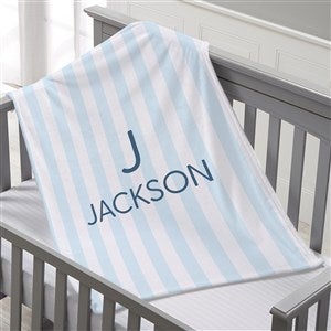 Delicate Stripes Personalized 30x40 Plush Fleece Baby Boy Blanket