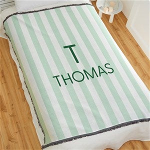 Delicate Stripes Personalized 56x60 Woven Throw Blanket for Boy