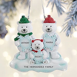 Polar Bear Family Personalized Ornament - 3 Names