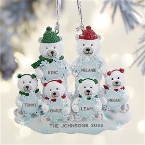 Polar Bear Family Personalized Ornament - 6 Names