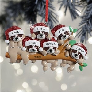 Sloth Family Personalized Ornament - 6 Name