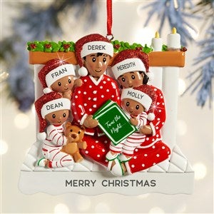 Story Time Personalized Family Ornament - 5 Names Dark Skin Tone