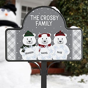 Polar Bear Family Personalized Magnetic Garden Sign